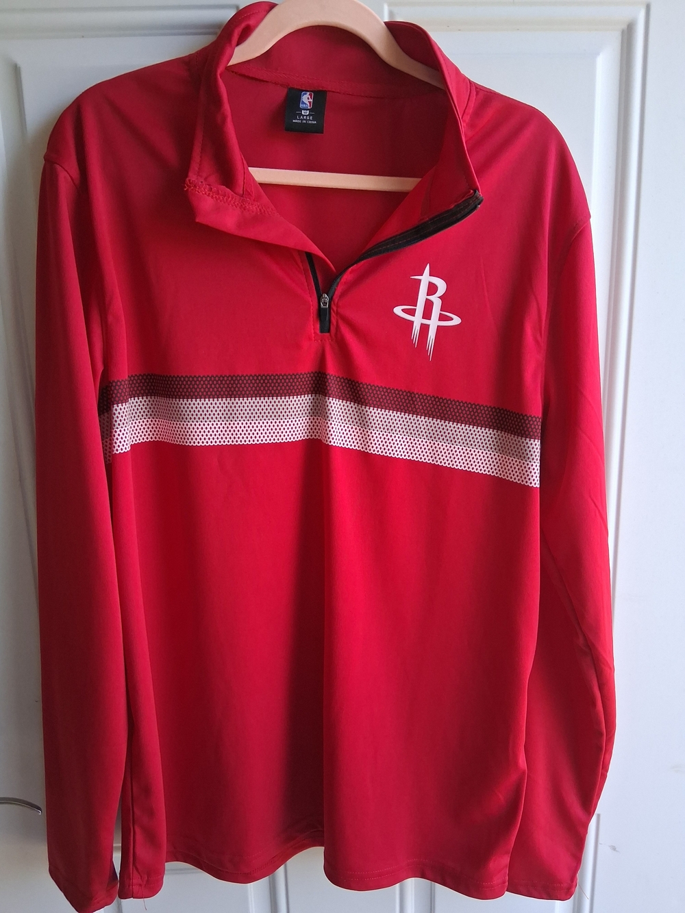 Houston Rockets NBA Red Pullover Sweatshirt with Black NBA Logo Tag